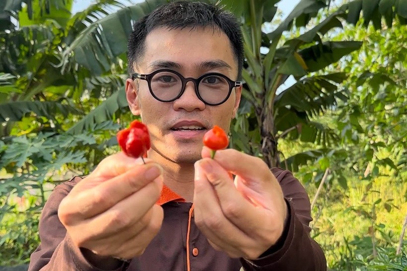 Cất tấm bằng thạc sĩ tài chính ở Anh, anh Sơn quyết định về vườn làm trang trại. Ảnh: Dân trí