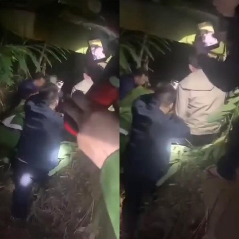 Lực lượng chức năng tiến hành tìm kiếm nạn nhân. Ảnh: Báo Tiền phong.