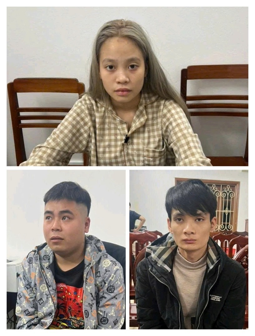 Các đối tượng (từ trên xuống dưới, từ trái qua phải): Đỗ Lệ Thủy, Nguyễn Hữu Tuấn, Vi Văn Mạnh. Ảnh: Cổng thông tin điện tử Bộ Công an