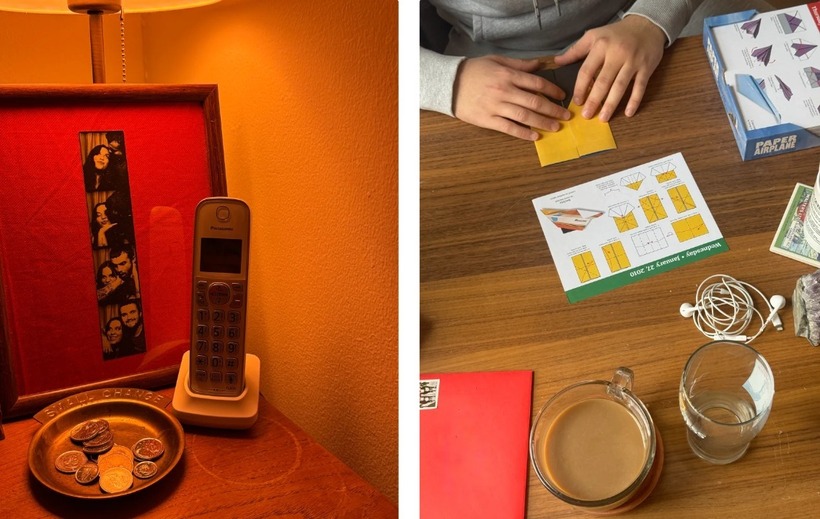 Shaughnessy Barker dùng điện thoại để bàn và thích gấp giấy origami. Ảnh: TikTok/CNN