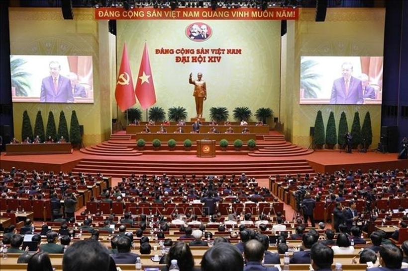 Tổng Bí thư Tô Lâm, Chủ tịch Đoàn Chủ tịch Đại hội đại biểu toàn quốc lần thứ XIV (Đại hội XIV) của Đảng Cộng sản Việt Nam, điều hành phiên họp. Ảnh: TTXVN