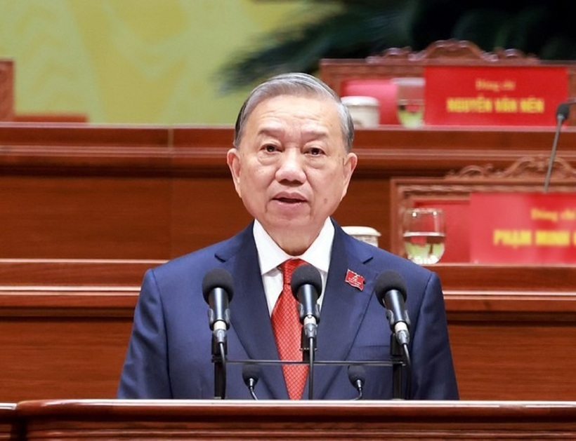Tổng Bí thư Tô Lâm thay mặt Ban Chấp hành Trung ương Đảng khóa XIV phát biểu tại phiên bế mạc Đại hội Đại biểu toàn quốc lần thứ XIV của Đảng Cộng sản Việt Nam. Ảnh: TTXVN