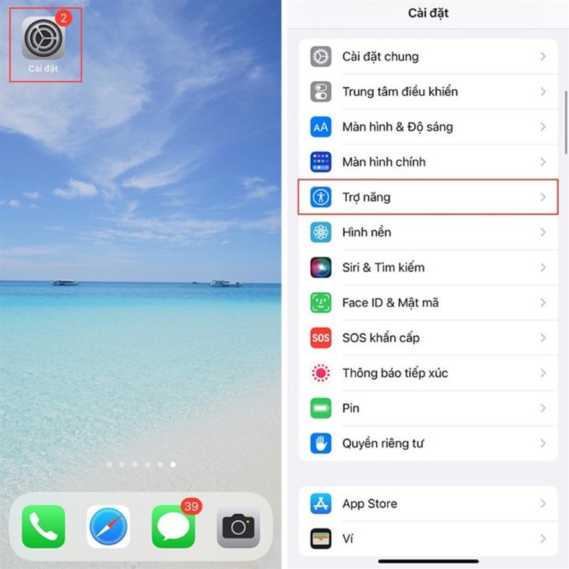 Bước 1:&nbsp;Mở Cài đặt trên iPhone > Bạn chọn Trợ năng.