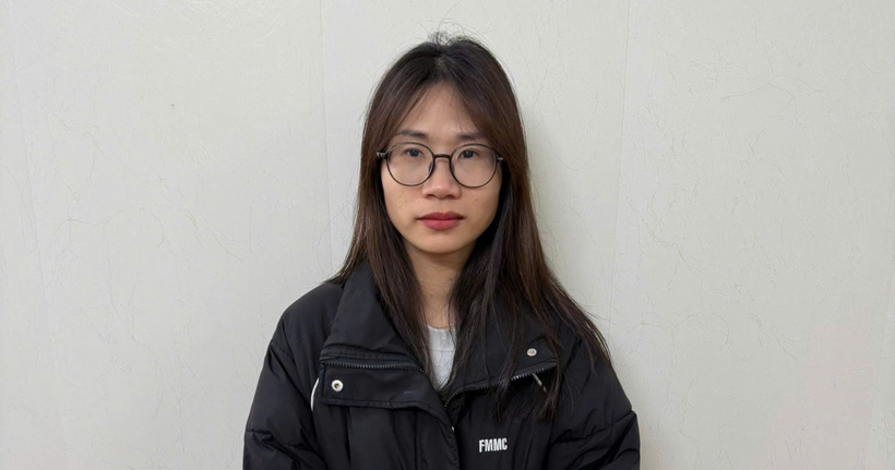 Trương Thị Hoài tại cơ quan công an. (Ảnh: Công an Hưng Yên)