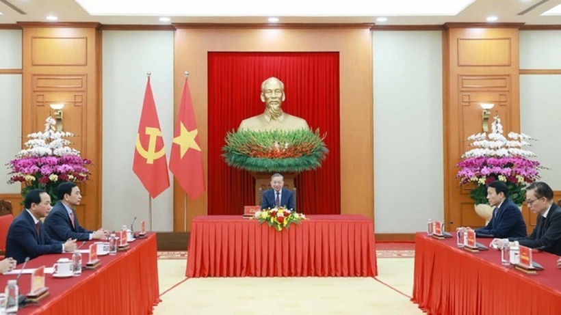 Tổng Bí thư Tô Lâm tại cuộc điện đàm với Tổng thống Liên bang Nga Vladimir Putin. (Ảnh: TTXVN)