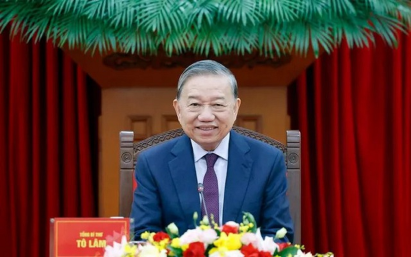 Tổng Bí thư Tô Lâm tại cuộc điện đàm. (Ảnh: TTXVN)