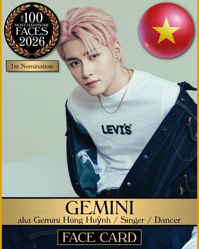 Gemini Hùng Huỳnh được đề cử vào danh sách đẹp trai nhất thế giới 2026