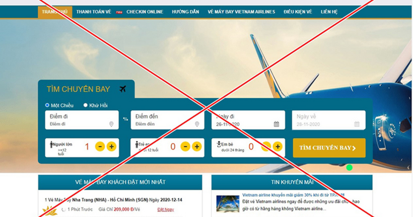 Các đối tượng thường lập tài khoản mạng xã hội hoặc website giả mạo đại lý vé máy bay, công ty du lịch, đăng tải thông tin “vé sát giờ”, “giá ưu đãi cuối năm”, “còn vài suất cuối”.