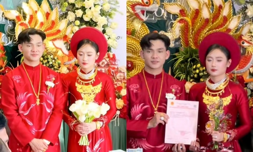 Trong ngày trọng đại, cô dâu - chú rể được hai bên gia đình trao cho những món quà giá trị. (Ảnh: @ni_phong_wedding).