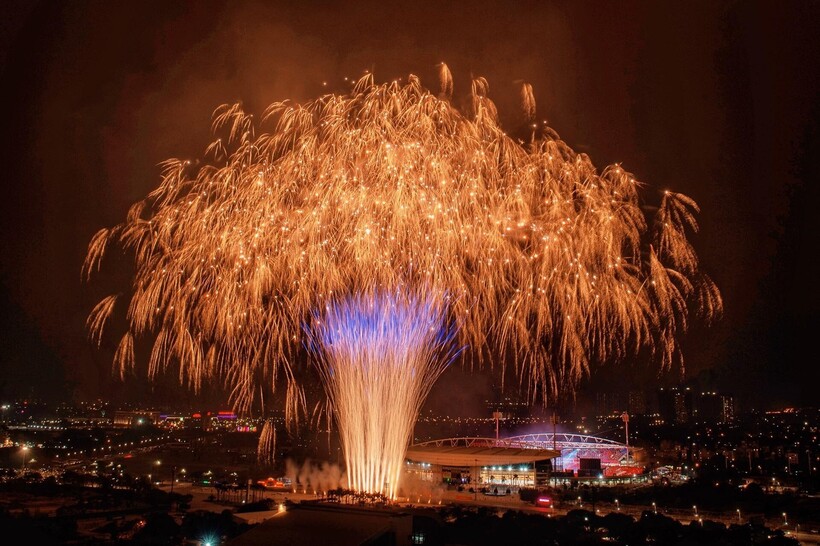 Hình tượng cây tre Việt Nam – một trong những màn pháo hoa “gây sốt” sau đại nhạc hội pháo hoa “Dưới lá cờ vẻ vang của Đảng”. Ảnh: Ánh Dương.