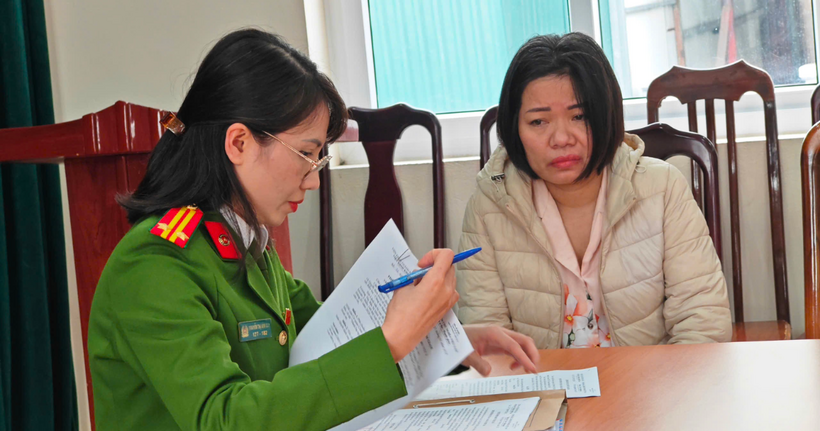 Trương Thị Bắc tại cơ quan công an.