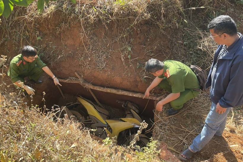 Chiếc xe máy được 2 đối tượng sử dụng trong vụ cướp ngân hàng. (Ảnh: Công an tỉnh Gia Lai)
