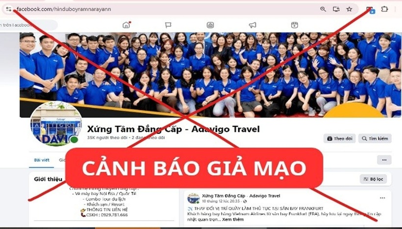 Trang web giả mạo. Ảnh: Bộ Công an