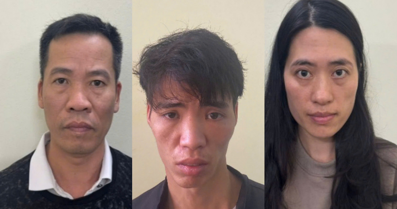 Các đối tượng tại cơ quan công an.