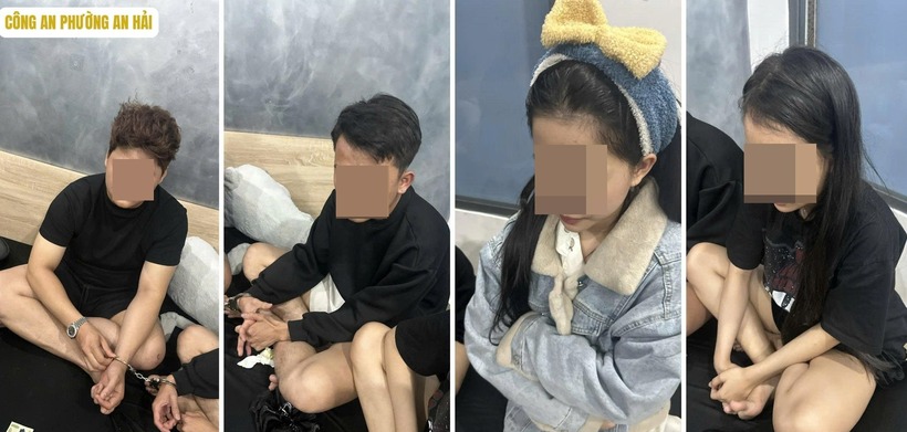 4 đối tượng có hành vi tổ chức sử dụng trái phép chất ma túy. Ảnh: Công an TP Đà Nẵng.