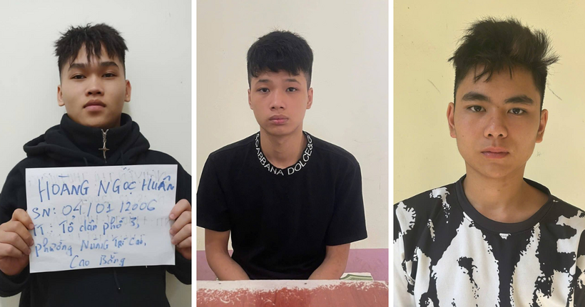 Các đối tượng trong đường dây. (Ảnh: Công an Cao Bằng)