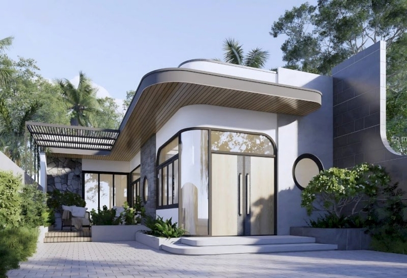 Bố cục không gian mở là ưu điểm nổi bật của nhà cấp 4 chữ L.