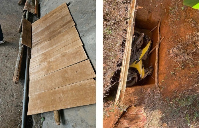 Hiện trường nơi các nghi phạm giấu xe máy. Ảnh: Tiền Phong