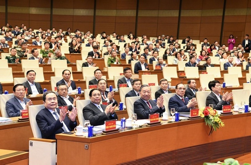 Tổng Bí thư Tô Lâm và các đồng chí lãnh đạo, nguyên lãnh đạo Đảng, Nhà nước tham dự hội nghị (Ảnh: Đại biểu Nhân dân)