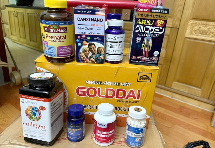 Các loại thuốc, thực phẩm chức năng do các đối tượng sản xuất và bán thu giữ được. Ảnh: Công an tỉnh Thanh Hóa.