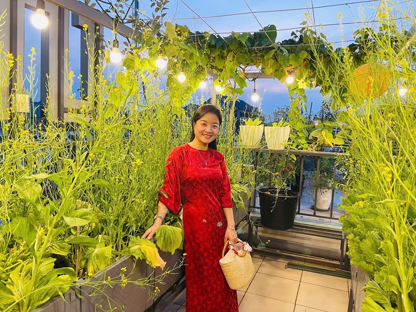Khu vườn sân thượng lung linh hơn khi lên đèn