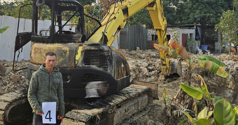 Nguyễn Chí Khôi tại hiện trường. (Ảnh: Công an Bắc Ninh).