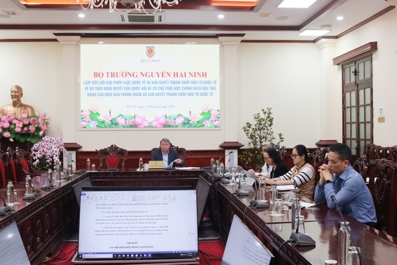 Toàn cảnh buổi làm việc. (Ảnh: Bộ Tư pháp)