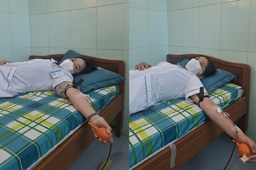 Hai điều dưỡng hiến máu cứu sản phụ. Ảnh: VTC News.