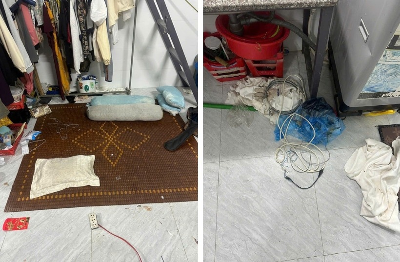 Hiện trường người phụ nữ bị điện giật nguy kịch. (Ảnh: Cơ quan công an)