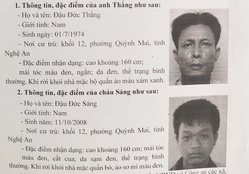 Hai cha con ông Thắng mất liên lạc với gia đình khi tìm việc trên mạng xã hội. Ảnh: Dân Trí