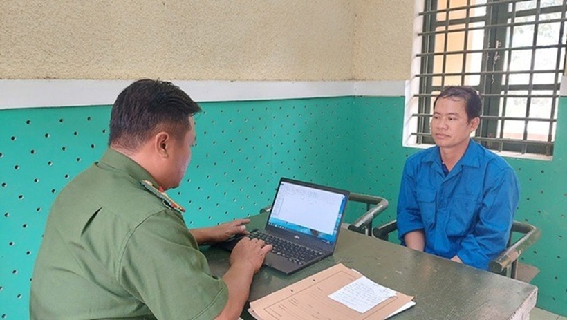 Bị can Nguyễn Việt Thanh tại cơ quan công an