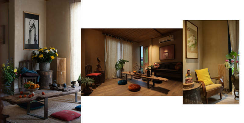 Năm 2023, anh quyết định bắt tay vào công cuộc cải tạo, biến tầng thượng vốn bị lãng quên thành một ngôi nhà gỗ ba gian mang đậm phong cách làng quê Bắc Bộ. Quá trình thi công đòi hỏi sự tỉ mỉ và kỳ công rất lớn. Trên diện tích hơn 55m2 ở tầng 5, anh Huy đã gia cố nền, tháo dỡ khung sắt cũ để dựng lên căn nhà gỗ rộng khoảng 20m2.