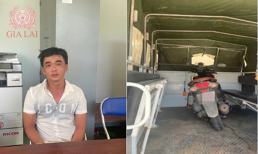 Trần Văn Huy và phương tiện gây án.