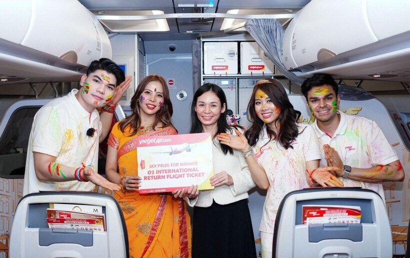 Không khí lễ hội sắc màu Holi ngập tràn các chuyến bay quốc tế của Vietjet - 12