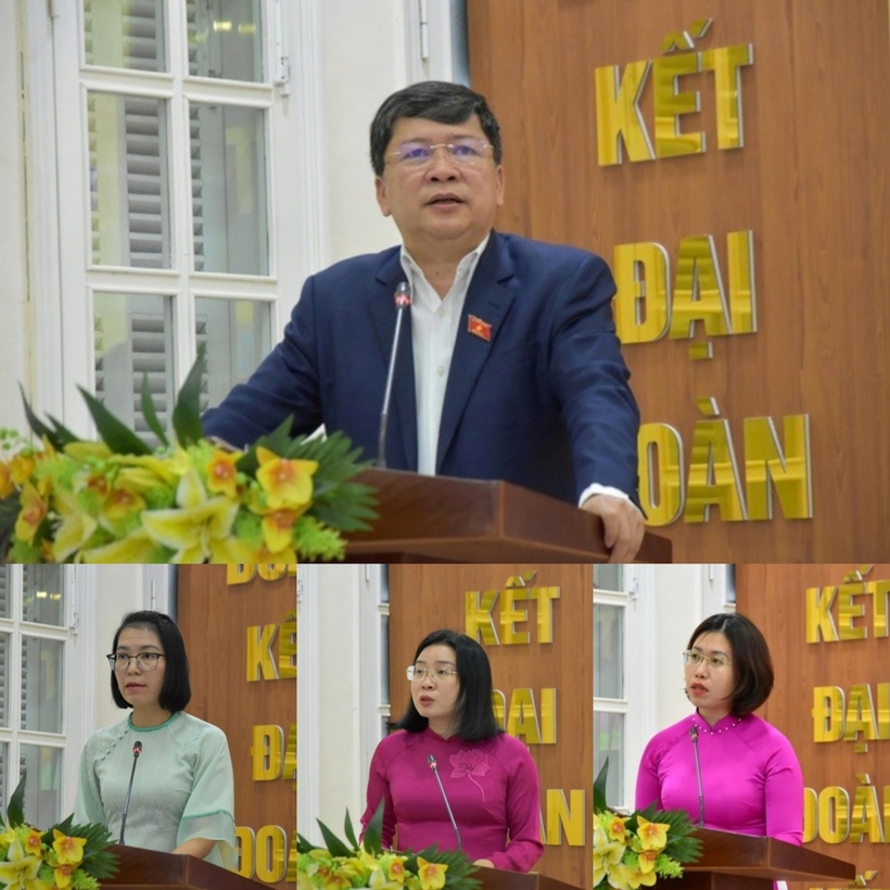 Các ứng cử viên đại biểu Quốc hội tại đơn vị bầu cử số 4 chia sẻ chương trình hành động trước cử tri.