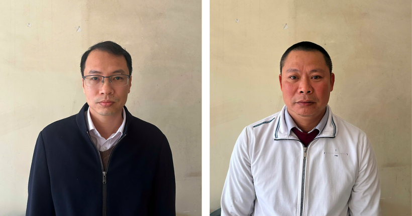 2 đối tượng Đoàn Văn Quang (bên trái) và Lê Quang Chí. (Ảnh Công an Thái Nguyên)