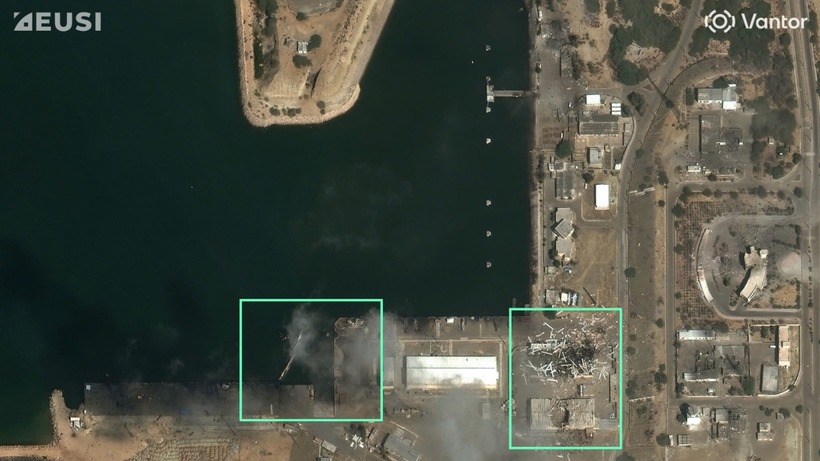 Ảnh chụp ngày 4/3 cho thấy cảng hải quân Konarak bị thiệt hại nặng. Ảnh:&nbsp;Vantor.
