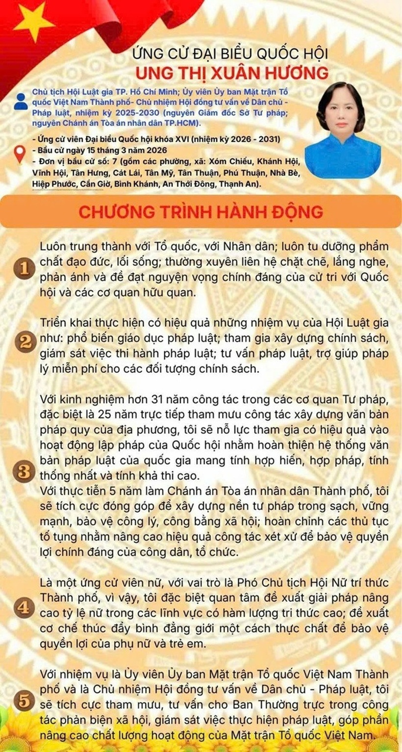 Chương trình hành động của bà Ung Thị Xuân Hương, ứng viên ĐBQH khóa XVI.