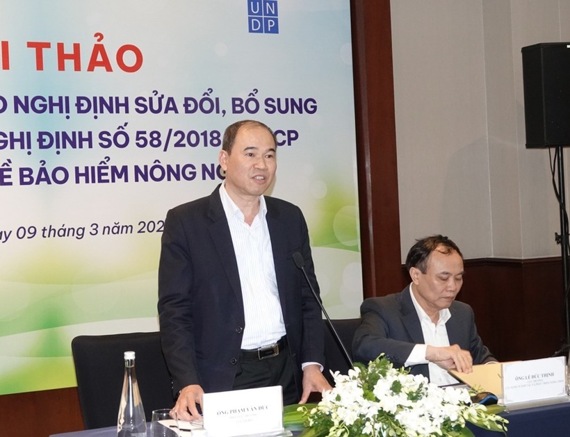 Ông Phạm Văn Đức, Phó Cục trưởng Cục Quản lý, giám sát bảo hiểm phát biểu tại Hội thảo