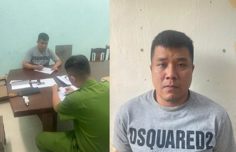 Đối tượng truy nã Nguyễn Thành Tâm vì tội “lạm dụng tín nhiệm chiếm đoạt tài sản” ra đầu thú tại Đà Nẵng. (Ảnh: Công an TP.Đà Nẵng)