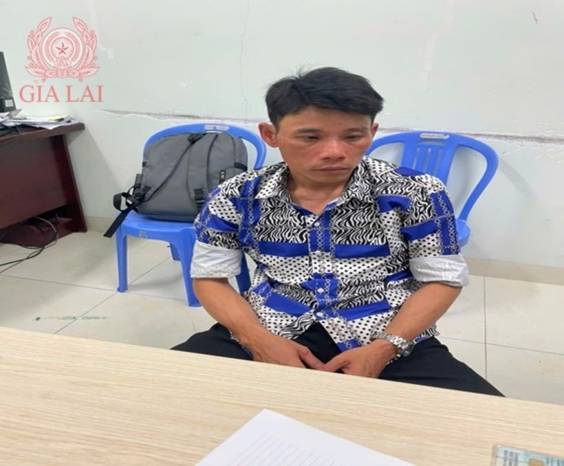 Đối tượng Nguyễn Văn Thanh tại cơ quan công an. (Ảnh: Công an tỉnh Gia Lai)