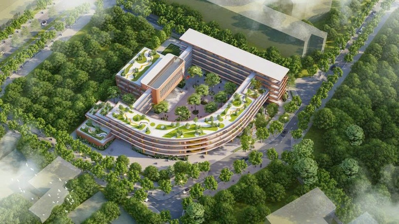 Phối cảnh trường THPT đang xây dựng tại phường Phú Diễn. Ảnh: Dân trí