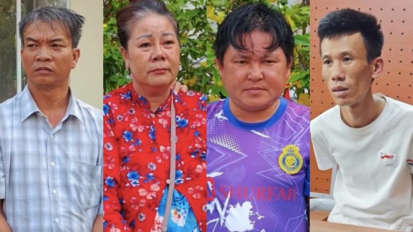 Các đối tượng Mặc, Thanh, Chí và Tây (từ trái sang phải). Ảnh: Công an TP.Cần Thơ