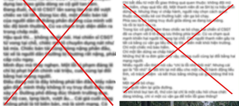 Công an tỉnh Thanh Hóa bác bỏ thông tin thất thiệt trên mạng xã hội về việc hai chiến sĩ CSGT tử vong khi làm nhiệm vụ; khẳng định không có sự việc này xảy ra trên địa bàn. Ảnh: Người Lao Động.