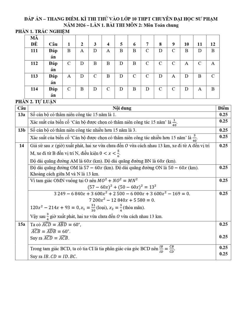 Đề thi thử vào lớp 10 môn Toán Trường Chuyên ĐH Sư phạm Hà Nội 2026 - 4