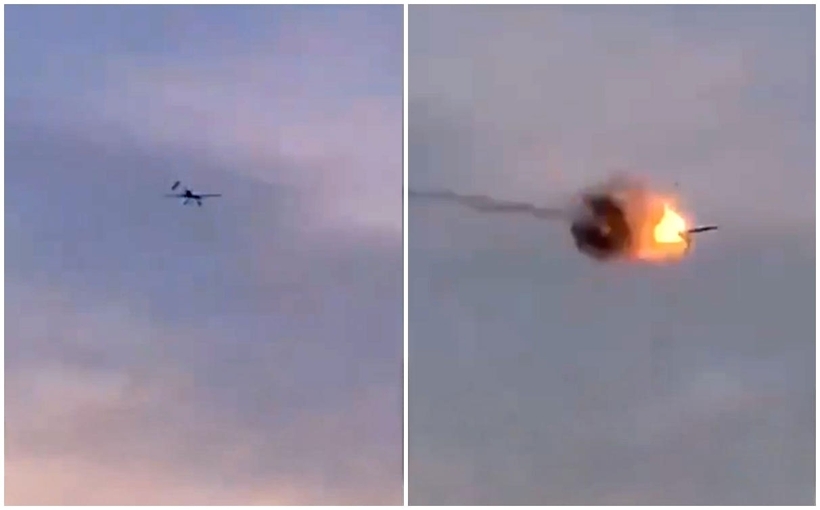 Hệ thống phòng không Nga đánh chặn máy bay không người lái của Ukraine vào 5/2025. Ảnh: Telegram/Astra.