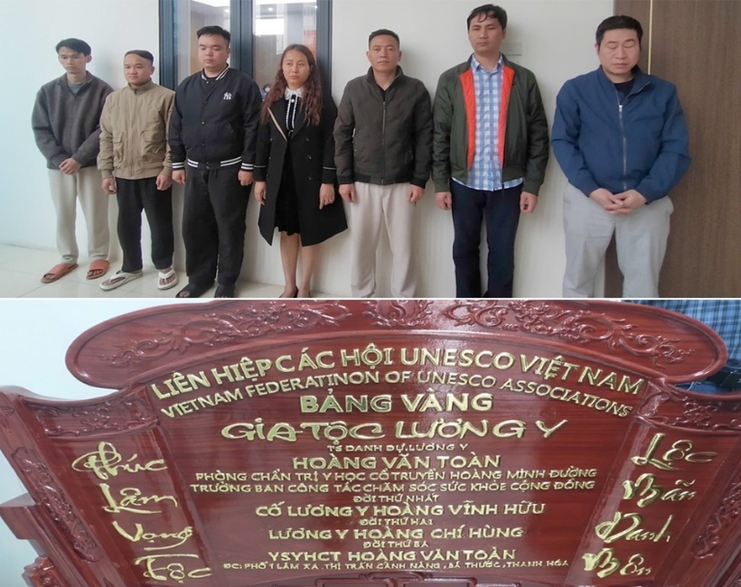 Các đối tượng liên quan đến đường dây lừa đảo ''Hoàng Minh Đường'' chuyên bán "bài thuốc gia truyền 3 đời". Ảnh: VTV News.