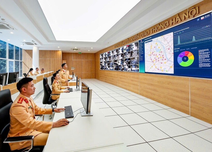 Trung tâm điều khiển giao thông Phòng CSGT Công an thành phố Hà Nội.