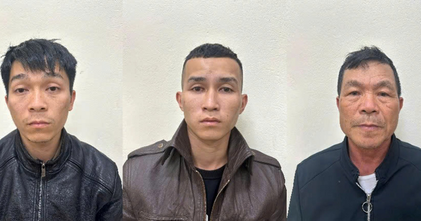 Nhóm đối tượng bị bắt giữ. (Ảnh: Công an Bắc Ninh)