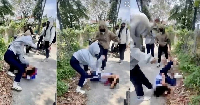 Nữ sinh bị đánh hội đồng. Ảnh: PLO